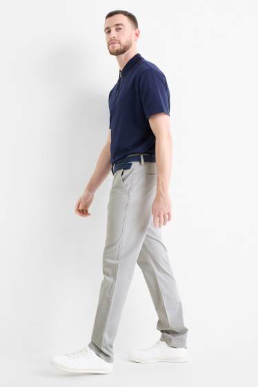 Pánské - Kalhoty chino s páskem - regular fit - světle šedá