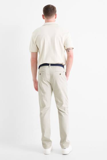 Heren - Chino met riem - regular fit - licht beige