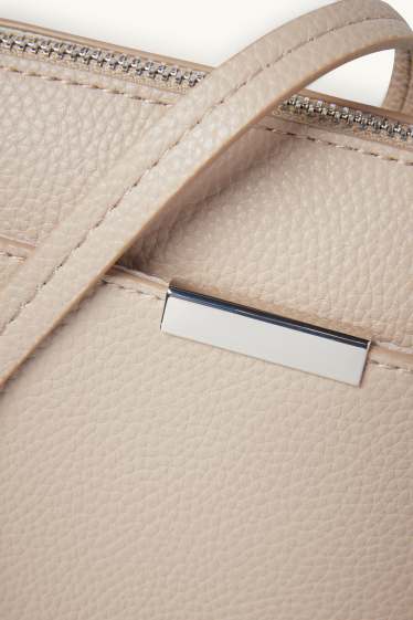 Damen - Umhängetasche - Lederimitat - hellbeige