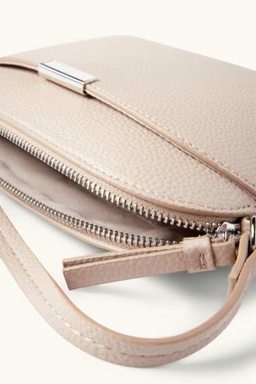 Damen - Umhängetasche - Lederimitat - hellbeige