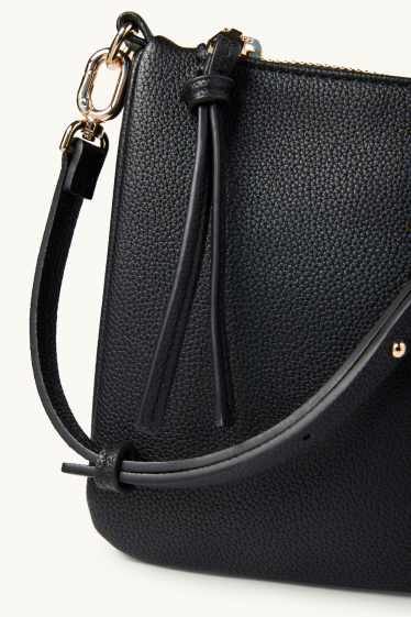 Women - Crossbody bag with detachable bag strap - faux leather - black