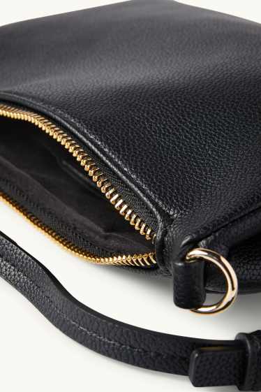 Women - Crossbody bag with detachable bag strap - faux leather - black