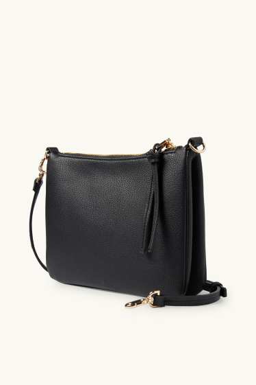 Women - Crossbody bag with detachable bag strap - faux leather - black