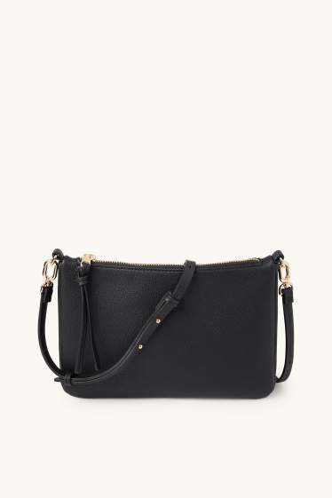 Women - Crossbody bag with detachable bag strap - faux leather - black