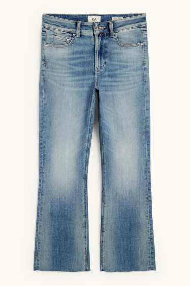Women - Cropped bootcut jeans - mid-rise waist - denim-light blue