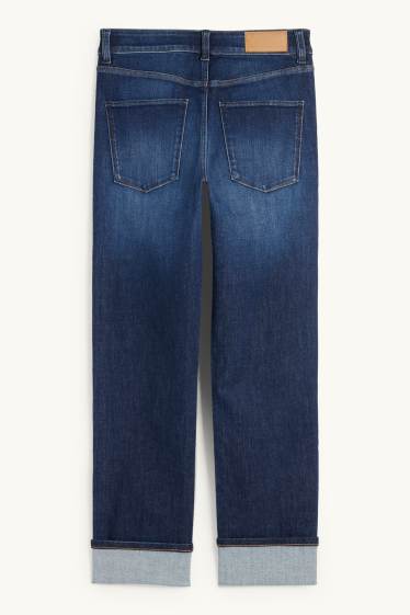 Femmes - Straight jean court - mid waist - LYCRA® - jean bleu foncé
