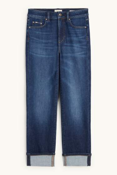 Femmes - Straight jean court - mid waist - LYCRA® - jean bleu foncé