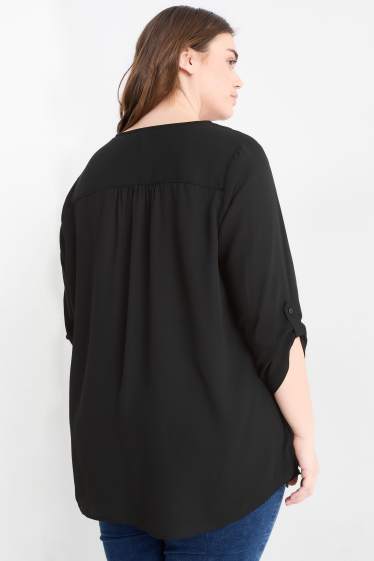 Women - V-neck blouse - black