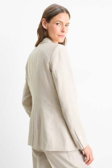 Dames - Oversized blazer, deels met linnen - beige
