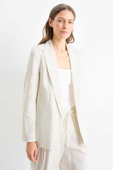 Dona - Americana formal - relaxed fit - mescla de lli - ratlla diplomàtica - blanc trencat