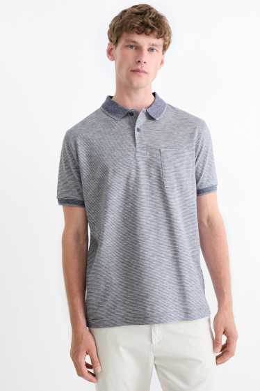 Home - Polo - regular fit - de ratlles - blau
