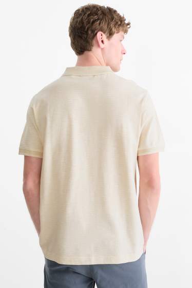 Heren - Poloshirt - regular fit - gestreept - beige