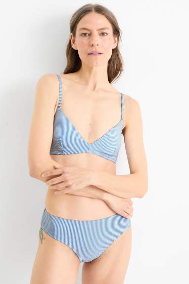 Damen - Bikini-Top - wattiert - LYCRA® XTRA LIFE™ - gestreift - weiß / hellblau