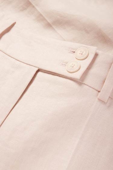 Women - Linen business trousers - high waist - straight fit - rose