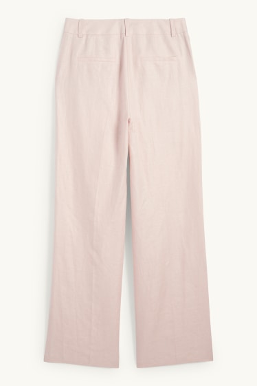 Women - Linen business trousers - high waist - straight fit - rose