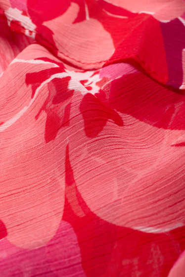 Femei - Kimono din șifon - cu flori - roz