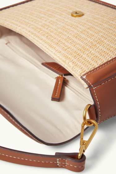 Femmes - Sac de paille à bandoulière amovible - marron clair