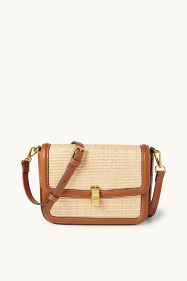 Femmes - Sac de paille à bandoulière amovible - marron clair