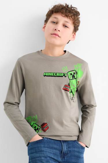 Kinder Buben - Multipack 2er - Minecraft - Langarmshirt - grau