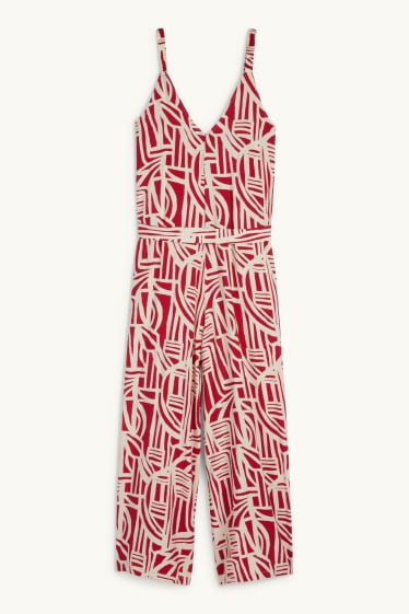 Donna - Tuta - con motivi - rosso / beige
