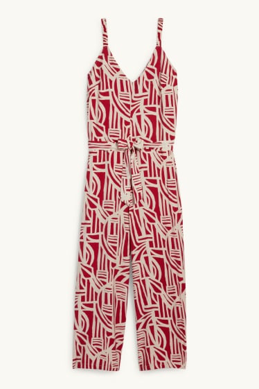 Donna - Tuta - con motivi - rosso / beige