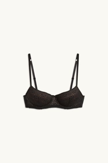 Dames - BH met beugels - DEMI - voorgevormd - zwart