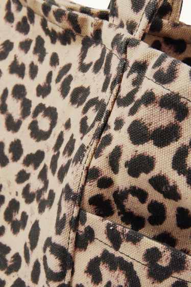 Kobiety - Duża torba shopper - w cętki - czarny / beżowy