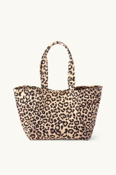 Kobiety - Duża torba shopper - w cętki - czarny / beżowy