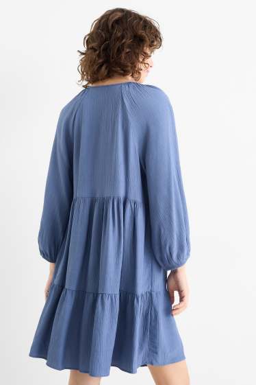 Femmes - Robe évasée en viscose - bleu
