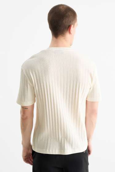 Men - T-shirt - relaxed fit - ribbed - cremewhite
