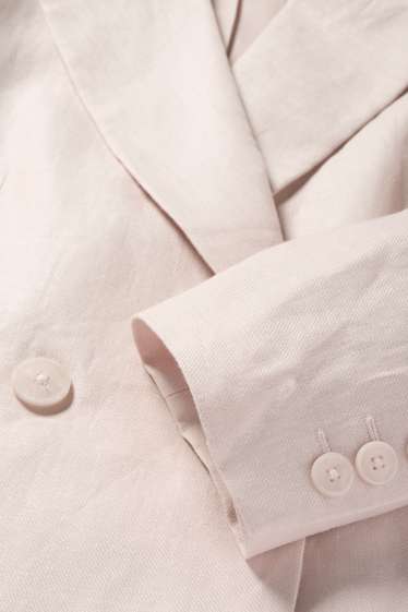 Damen - Crop Leinen-Blazer - Regular Fit - rosa