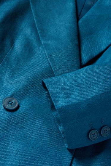 Women - Cropped linen blazer- regular fit - petrol