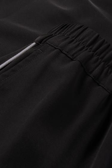 Dámské - Plátěné kalhoty - mid waist - wide leg - černá