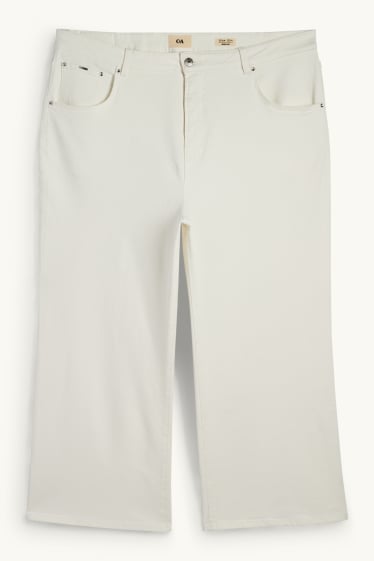 Dámské - Wide leg jeans - high waist - bílá