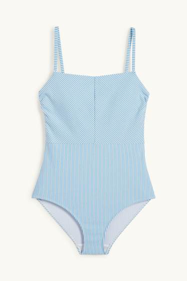 Damen - Badeanzug - wattiert - LYCRA® XTRA LIFE™ - gestreift - weiß / hellblau