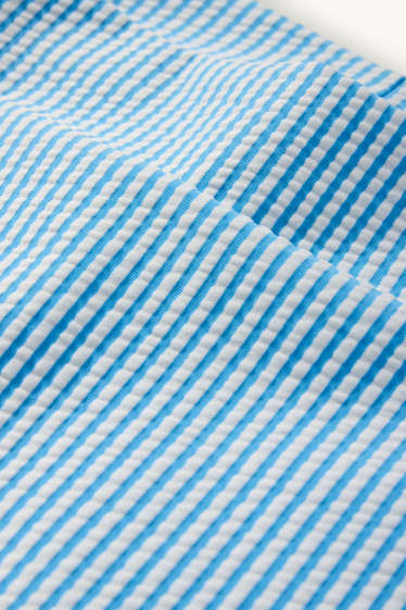 Women - Bikini bottoms - high waist - LYCRA® XTRA LIFE™ - striped - white / light blue