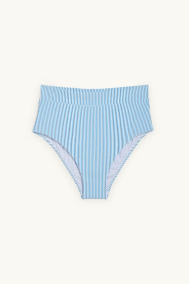 Women - Bikini bottoms - high waist - LYCRA® XTRA LIFE™ - striped - white / light blue
