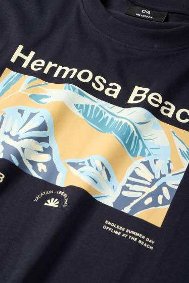 Heren - T-shirt - relaxed fit - donkerblauw