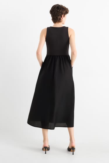 Damen - Fit & Flare Kleid - schwarz