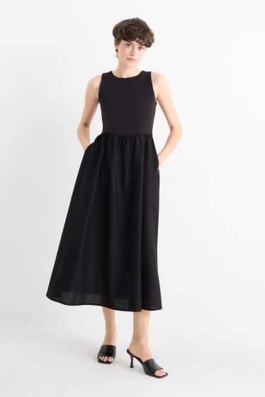 Damen - Fit & Flare Kleid - schwarz