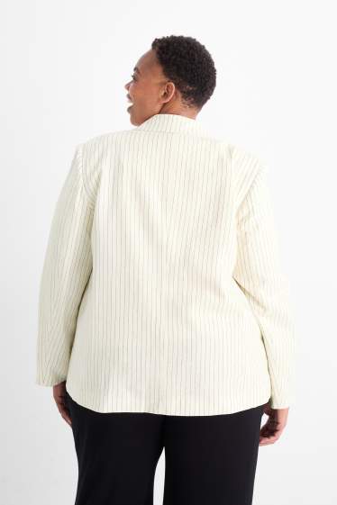 Dámské - Blejzr - relaxed fit - lněná směs - s úzkými proužky - krémově bílá
