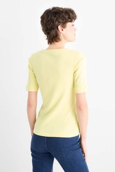 Femmes - Lot de 2 - T-shirts - côtelés - jaune clair
