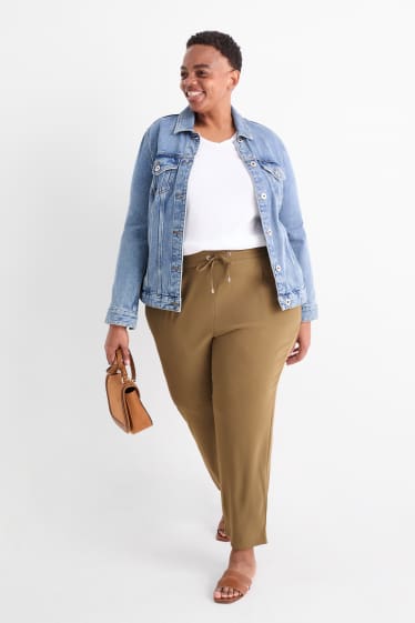 Dona - Pantalons de tela - mid waist - tapered fit - caqui