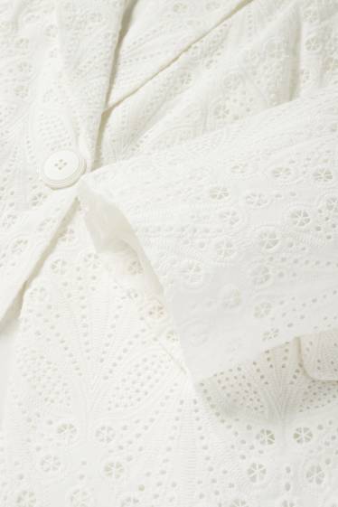 Donna - Blazer - regular fit - broderie anglaise - bianco crema