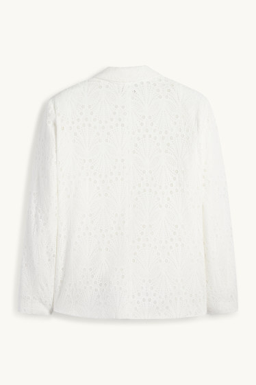 Donna - Blazer - regular fit - broderie anglaise - bianco crema