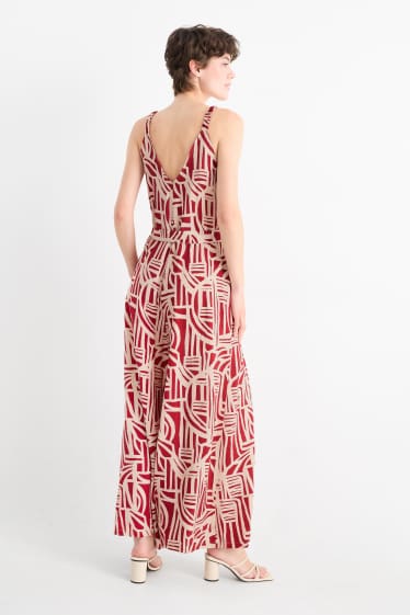 Donna - Tuta - con motivi - rosso / beige