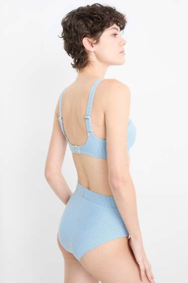 Damen - BH mit Bügel - BALCONETTE - wattiert - gestreift - weiß / hellblau
