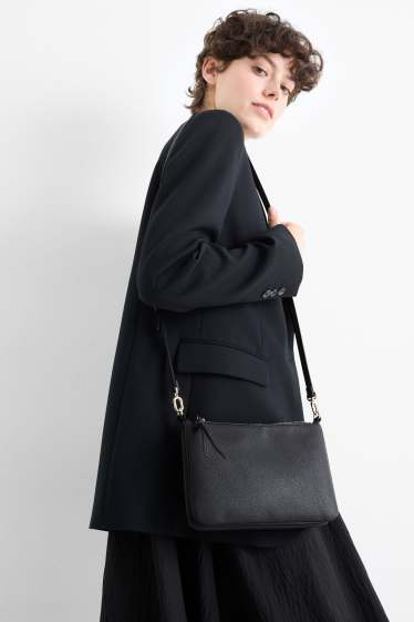 Women - Crossbody bag with detachable bag strap - faux leather - black