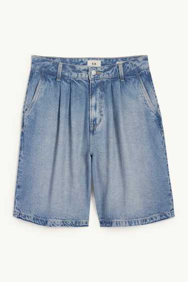 Women - Denim Bermuda shorts - mid-rise waist - denim-light blue
