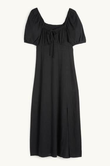Femmes - Robe Empire - lin mélangé - noir
